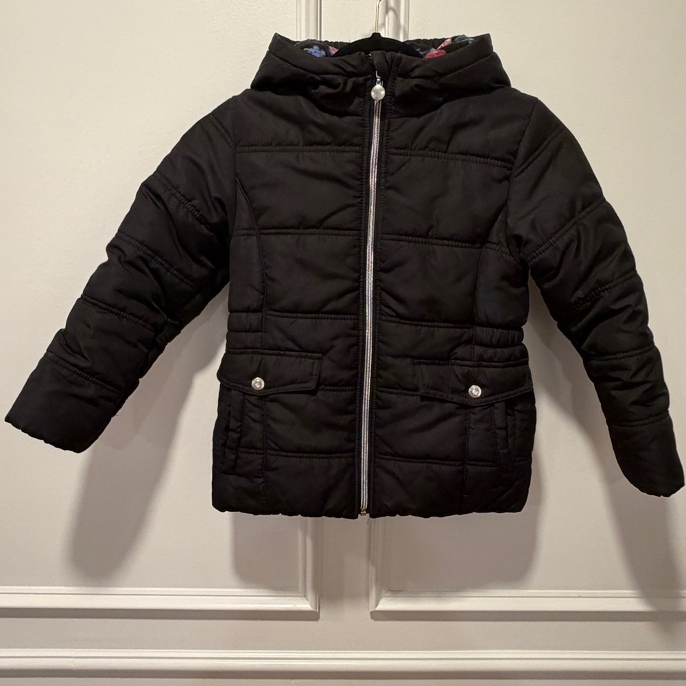 R 88 by S. Rothschild Girls' Puffer Jacket Size S (7/8)‎ Black Floral Lined
